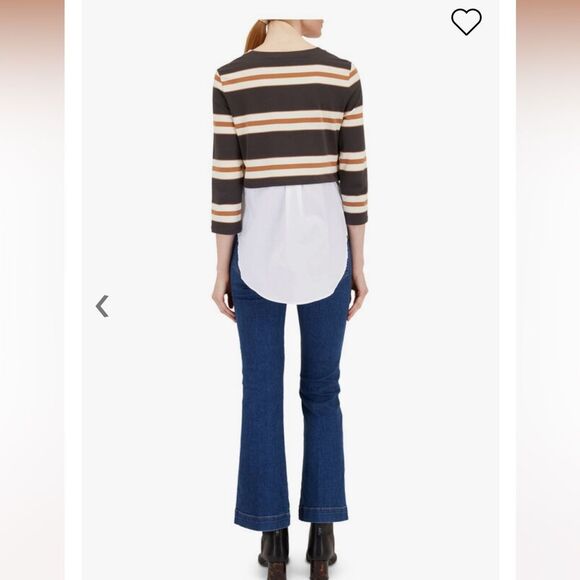 Veronica Beard Bertie Cotton Layered Top in Charcoal Multi M - Picture 3 of 14